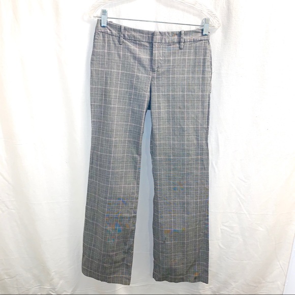 GAP Grey & Pink Plaid Flare Favorite Trouser - Picture 1 of 5